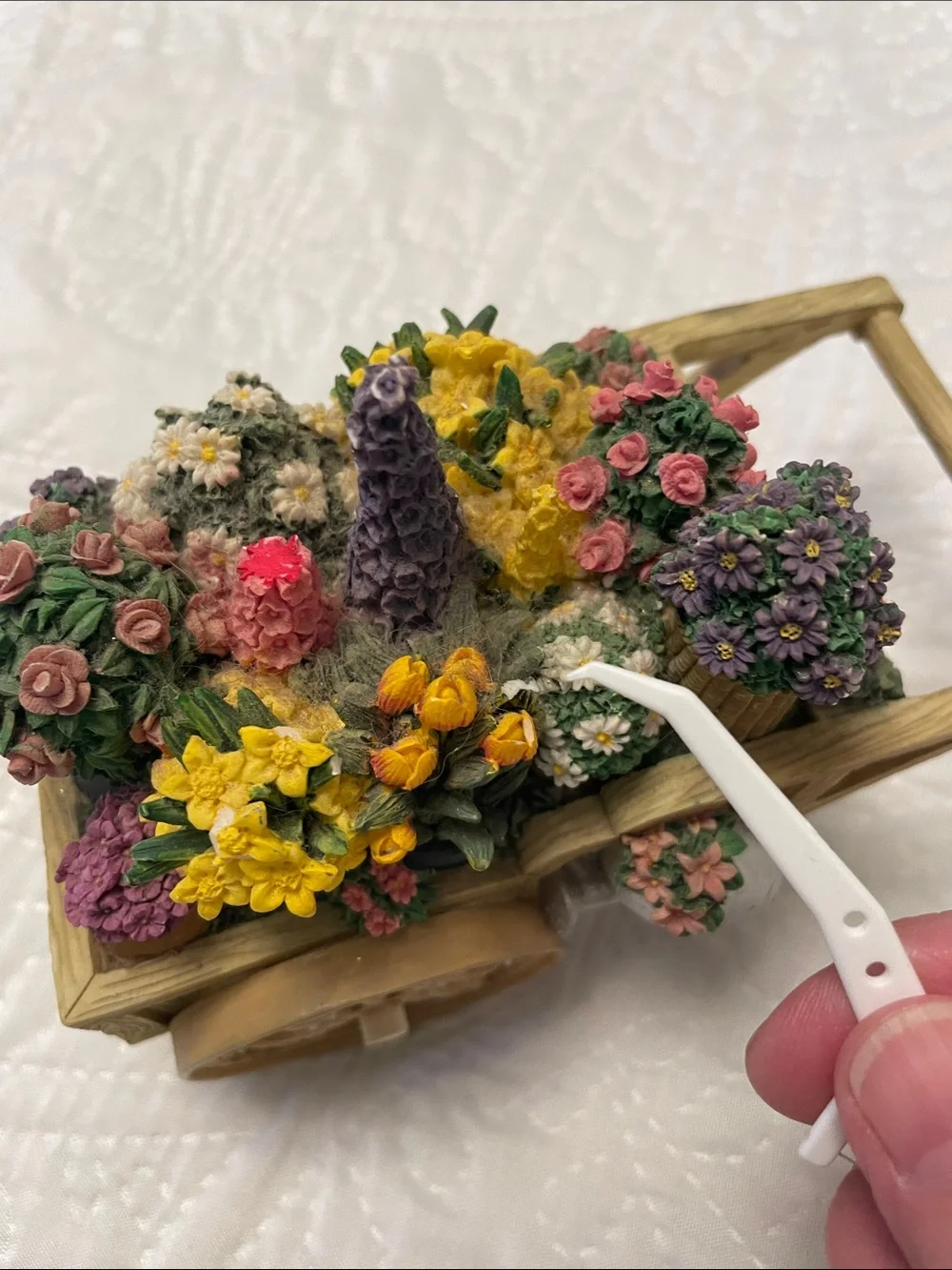 Vintage 1996 San Francisco Music Box Company Resin Flower Cart or Wagon Figure
